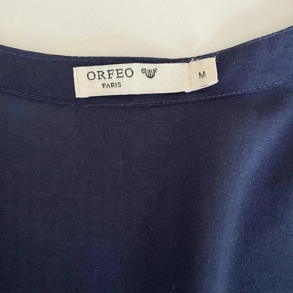 ORFEO Paris Women’s Maxi Dress Medium Navy Blue Sheer Cover Up Long Sleeve Beach - Picture 3 of 12